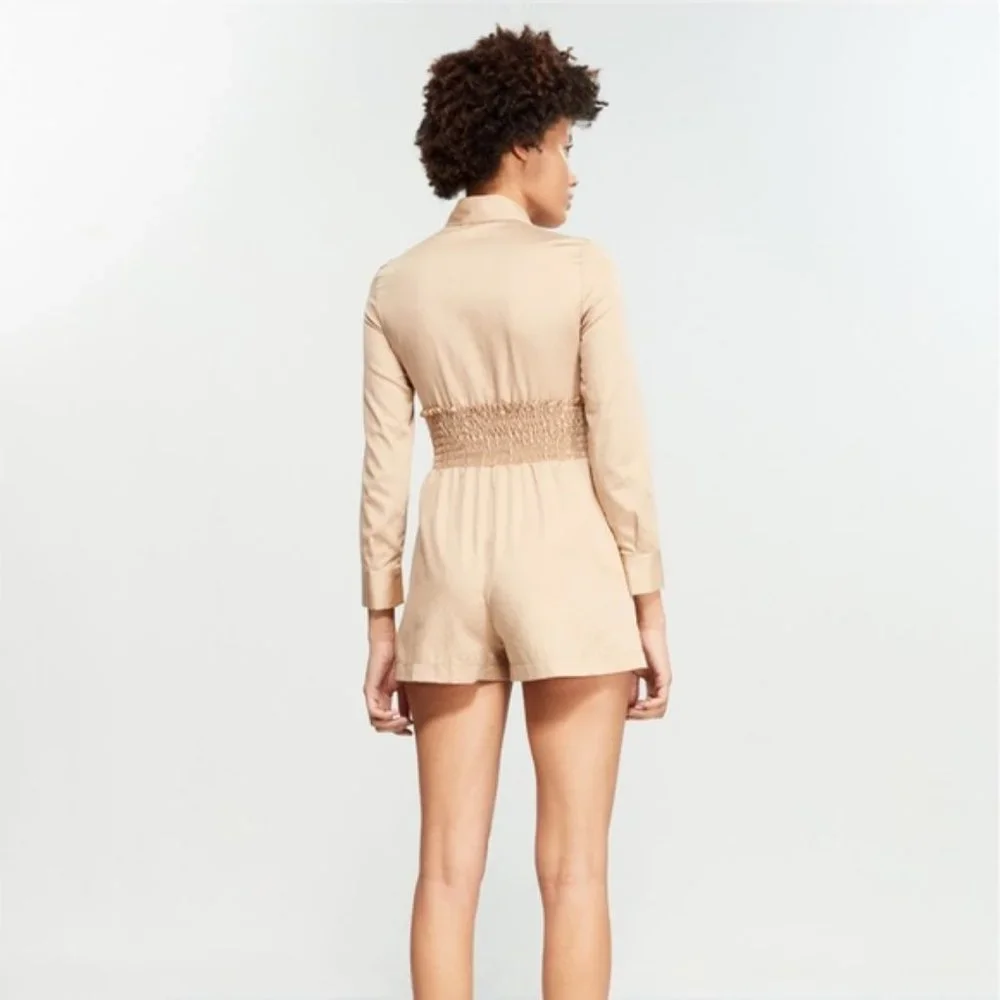 Maje Beige Sable Romper with Pockets in Size French 36 - Picture 2 of 8